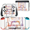 igsticker Nintendo Switch 用 デザインスキンシール 任天堂 ニンテンドー スイッチ 専用 本体ドック Joy-Con Joycon ジョイコン 専用 ゲーム機 カバー アクセサリー フィルム ステッカー 014793 音楽 テープ カラフル(2)