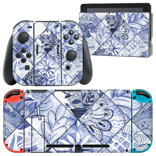 igsticker Nintendo Switch 用 デザインスキンシール 任天堂 ニンテンドー スイッチ 専用 本体ドック Joy-Con Joycon ジョイコン 専用 ゲーム機 カバー アクセサリー フィルム ステッカー 014800 花 青 格子柄 igsticker Nintendo Switch 用 デザインスキンシール 任天堂 ニンテンドー スイッチ 専用 本体ドック Joy-Con Joycon ジョイコン 専用 ゲーム機 カバー アクセサリー フィルム ステッカー 014800 花 青 格子柄