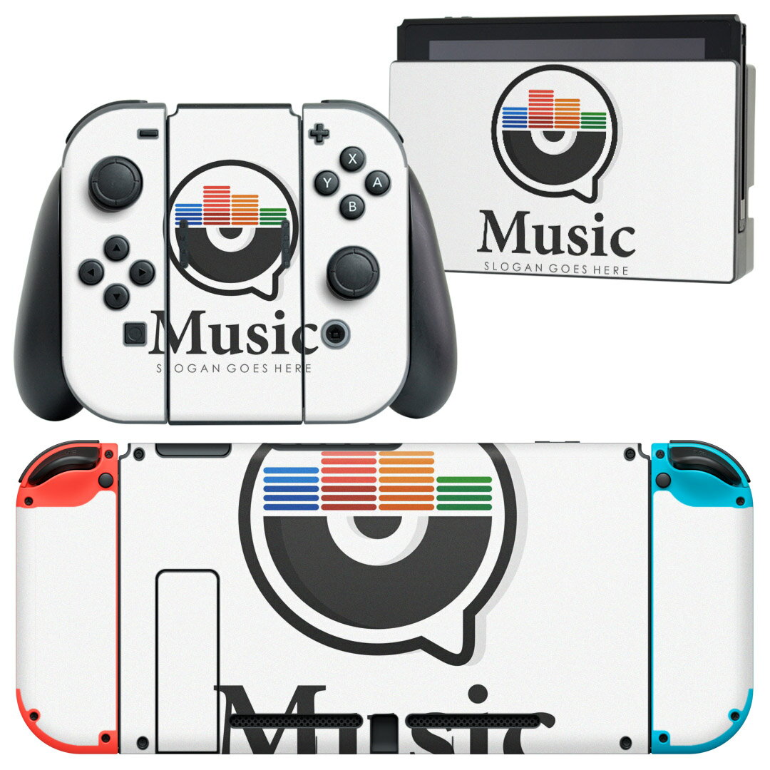 igsticker Nintendo Switch 用 デザインスキンシール 任天堂 ニンテンドー スイッチ 専用 本体ドック Joy-Con Joycon ジョイコン 専用 ゲーム機 カバー アクセサリー フィルム ステッカー 014817 ミュージック アイコン music