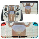 igsticker Nintendo Switch 用 デザインスキンシール 任天堂 ニンテンドー スイッチ 専用 本体ドック Joy-Con Joycon ジョイコン 専用 ゲーム機 カバー アクセサリー フィルム ステッカー 014834 女の子 おしゃれ 海 海岸 水着