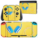 igsticker Nintendo Switch 用 デザインスキンシール 任天堂 ニンテンドー スイッチ 専用 本体ドック Joy-Con Joycon ジョイコン 専用 ゲーム機 カバー アクセサリー フィルム ステッカー 014884 ヘッドホン 音楽 黄色 イエロー