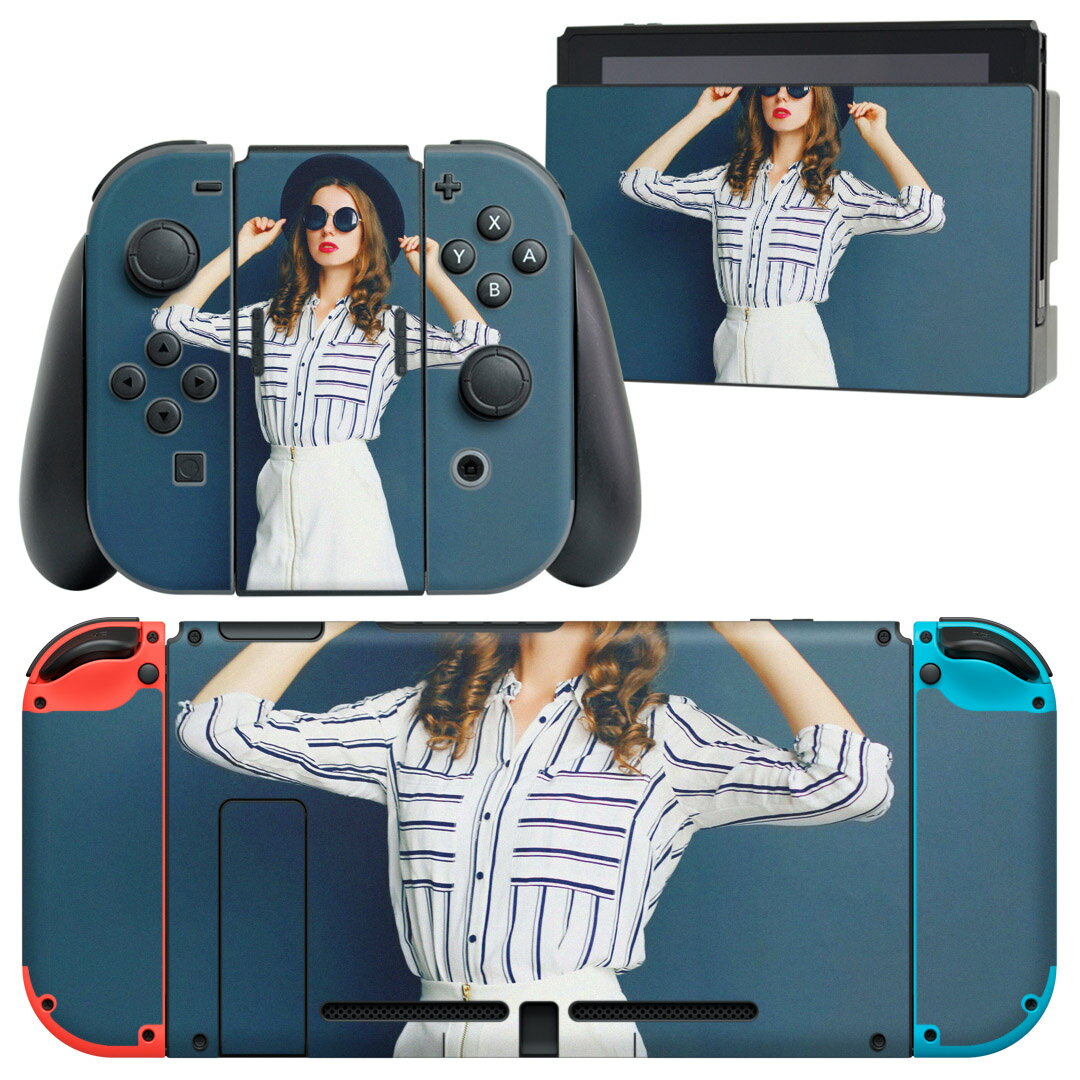 igsticker Nintendo Switch 用 デザインスキンシール 任天堂 ニンテンドー スイッチ 専用 本体ドック Joy-Con Joycon ジョイコン 専用 ゲーム機 カバー アクセサリー フィルム ステッカー 014898 女の子　おしゃれ