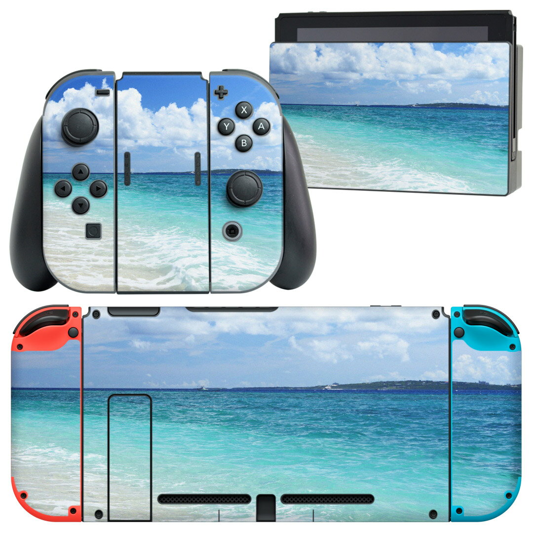 igsticker Nintendo Switch 用 デザインスキンシール 任天堂 ニンテンドー スイッチ 専用 本体ドック Joy-Con Joycon ジョイコン 専用 ゲーム機 カバー アクセサリー フィルム ステッカー 014899 夏　海　海岸　砂浜