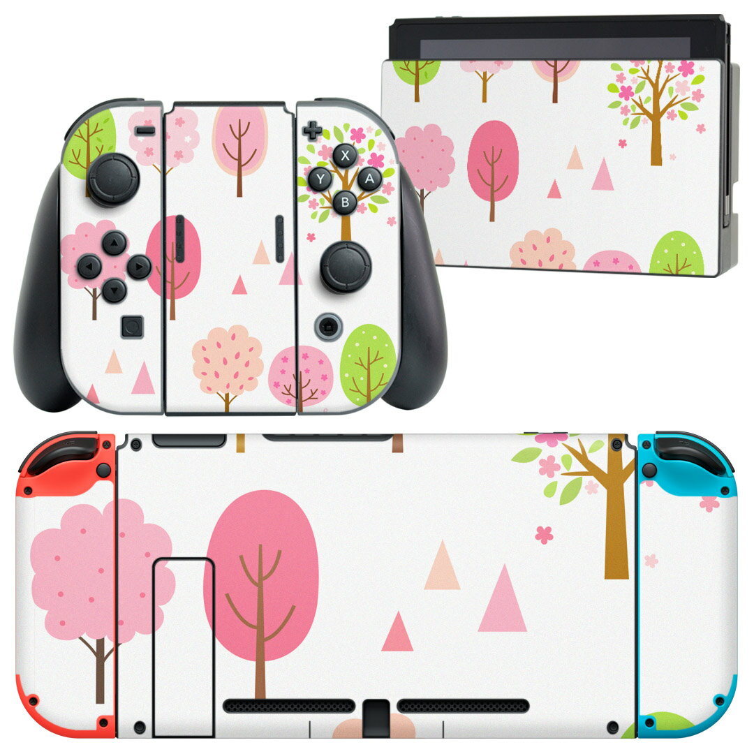 igsticker Nintendo Switch 用 デザインスキンシール 任天堂 ニンテンドー スイッチ 専用 本体ドック Joy-Con Joycon ジョイコン 専用 ゲーム機 カバー アクセサリー フィルム ステッカー 014940 桜　木　春