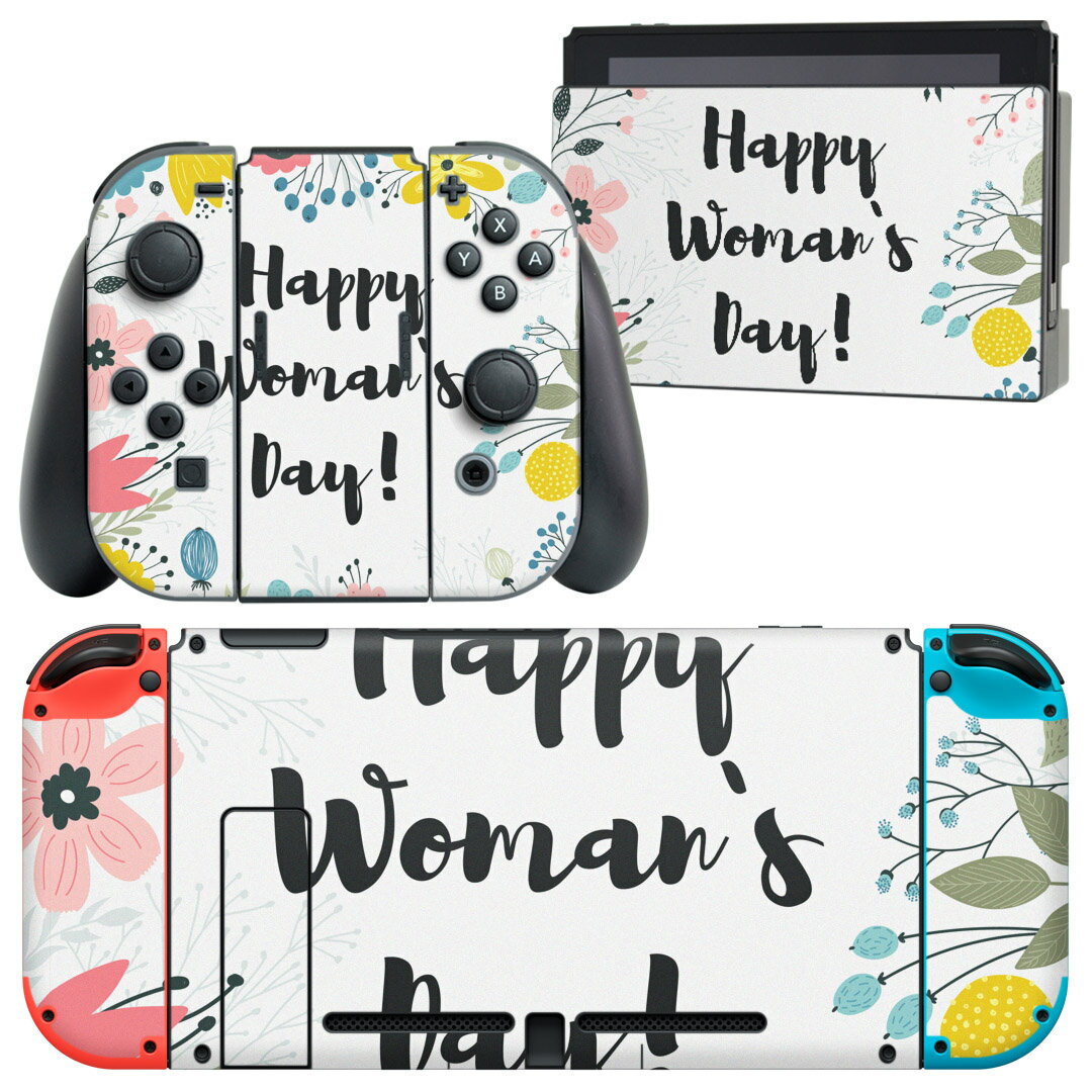 igsticker Nintendo Switch 用 デザインスキンシール 任天堂 ニンテンドー スイッチ 専用 本体ドック Joy-Con Joycon ジョイコン 専用 ゲーム機 カバー アクセサリー フィルム ステッカー 015494 母の日 カーネーション バラ プレゼント