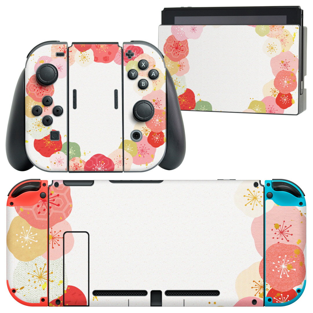 igsticker Nintendo Switch 用 デザインスキンシール 任天堂 ニンテンドー スイッチ 専用 本体ドック Joy-Con Joycon ジョイコン 専用 ゲーム機 カバー アクセサリー フィルム ステッカー 015512 カーネーション　バラ　ピンク　花　植物