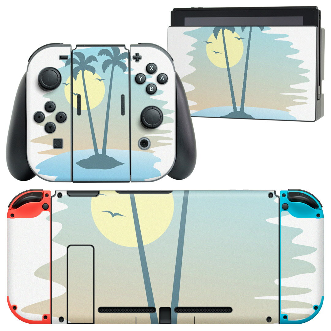 igsticker Nintendo Switch 用 デザインスキンシール 任天堂 ニンテンドー スイッチ 専用 本体ドック Joy-Con Joycon ジョイコン 専用 ゲーム機 カバー アクセサリー フィルム ステッカー 015639 木 ヤシの木 自然
