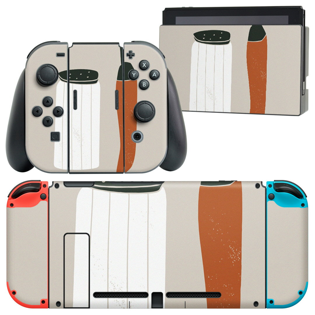 igsticker Nintendo Switch 用 デザインスキンシール 任天堂 ニンテンドー スイッチ 専用 本体ドック Joy-Con Joycon ジョイコン 専用 ゲーム機 カバー アクセサリー フィルム ステッカー 015738 塩 とうがらし 食べもの