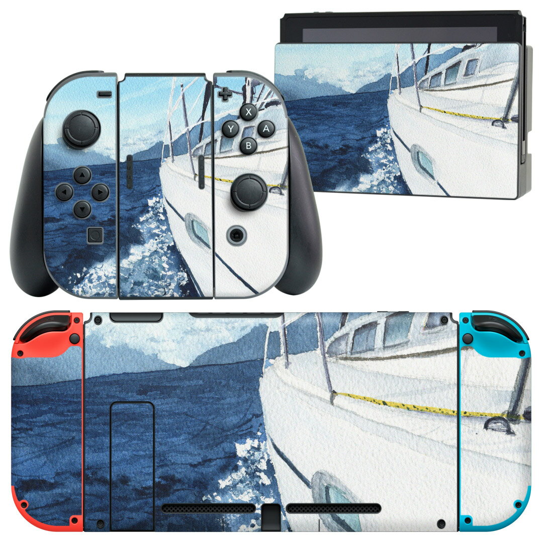igsticker Nintendo Switch 用 デザインスキンシール 任天堂 ニンテンドー スイッチ 専用 本体ドック Joy-Con Joycon ジョイコン 専用 ゲーム機 カバー アクセサリー フィルム ステッカー 015829 船　海　写真