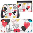 igsticker Nintendo Switch 用 デザインスキンシール 任天堂 ニンテンドー スイッチ 専用 本体ドック Joy-Con Joycon ジョイコン 専用 ゲーム機 カバー アクセサリー フィルム ステッカー 015940 ハート 赤 模様