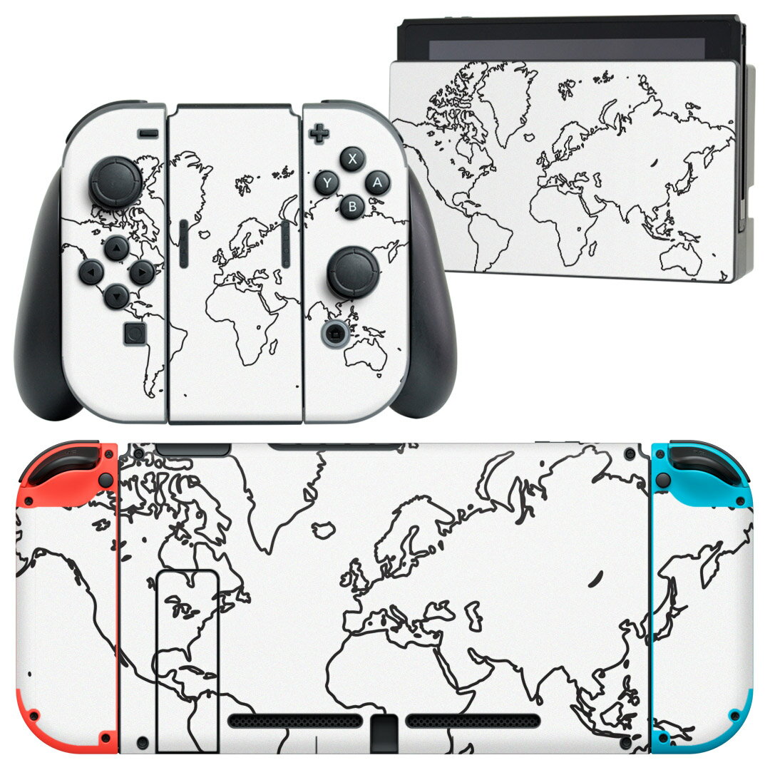 igsticker Nintendo Switch 用 デザインスキンシール 任天堂 ニンテンドー スイッチ 専用 本体ドック Joy-Con Joycon ジョイコン 専用 ゲーム機 カバー アクセサリー フィルム ステッカー 016160 地図 世界地図