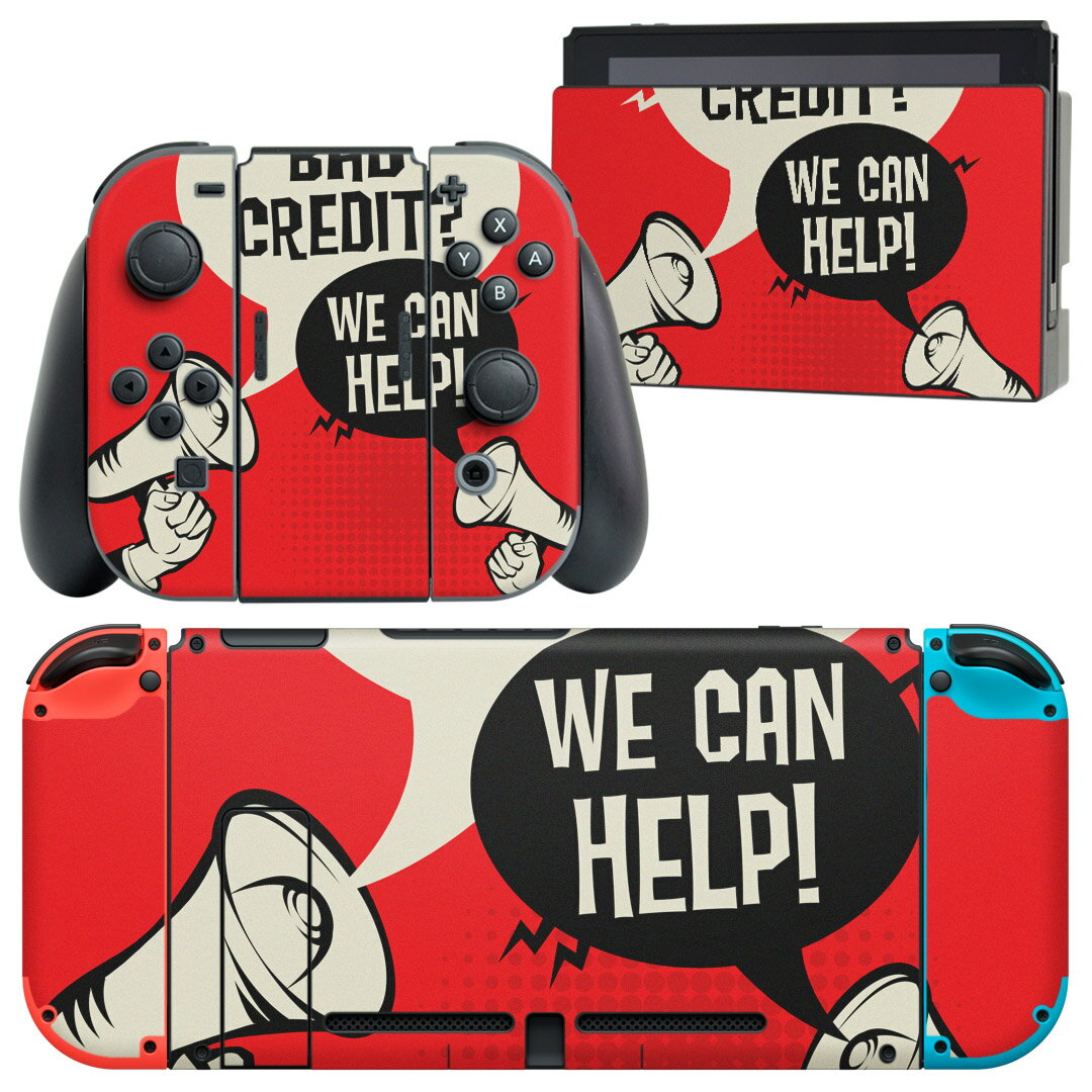 igsticker Nintendo Switch 用 デザインスキンシール 任天堂 ニンテンドー スイッチ 専用 本体ドック Joy-Con Joycon ジョイコン 専用 ゲーム機 カバー アクセサリー フィルム ステッカー 016200 メガホン　英語