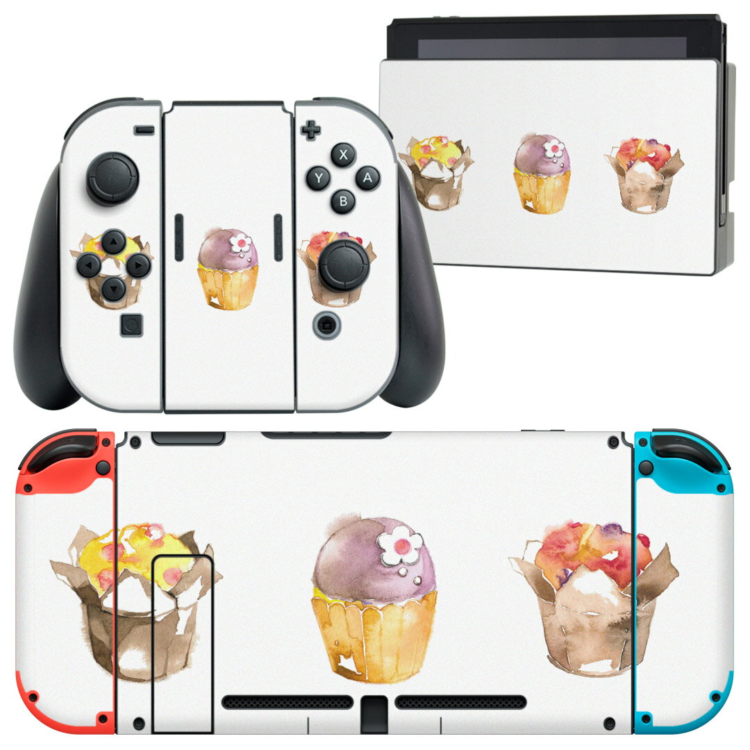igsticker Nintendo Switch 用 デザインスキンシール 任天堂 ニンテンドー スイッチ 専用 本体ドック Joy-Con Joycon ジョイコン 専用 ゲーム機 カバー アクセサリー フィルム ステッカー 016294 お菓子 マカロン 食べ物