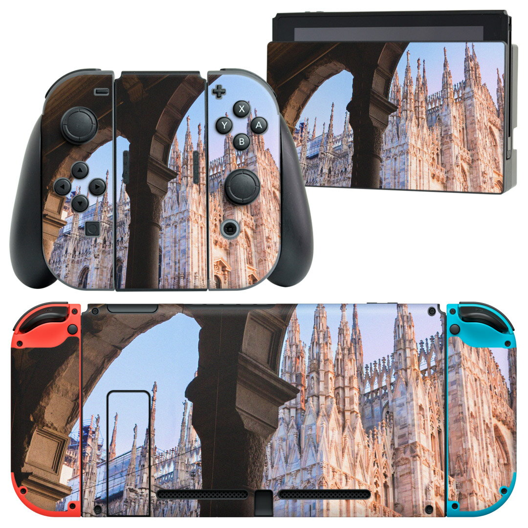 igsticker Nintendo Switch 用 デザインスキンシール 任天堂 ニンテンドー スイッチ 専用 本体ドック Joy-Con Joycon ジョイコン 専用 ゲーム機 カバー アクセサリー フィルム ステッカー 016398 風景 城