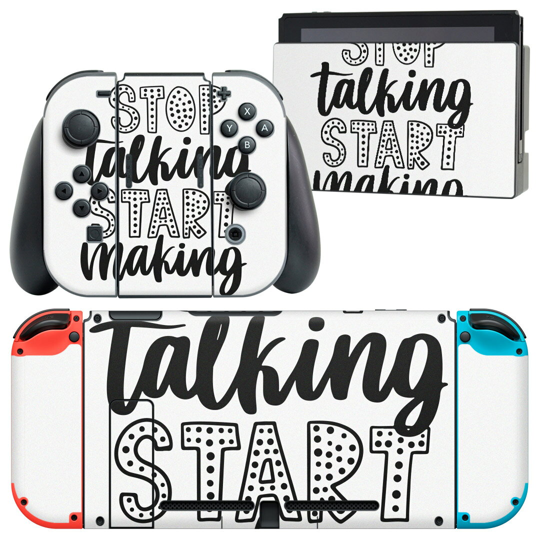 igsticker Nintendo Switch 用 デザインスキンシール 任天堂 ニンテンドー スイッチ 専用 本体ドック Joy-Con Joycon ジョイコン 専用 ゲーム機 カバー アクセサリー フィルム ステッカー 016489 英語　モノクロ　英文