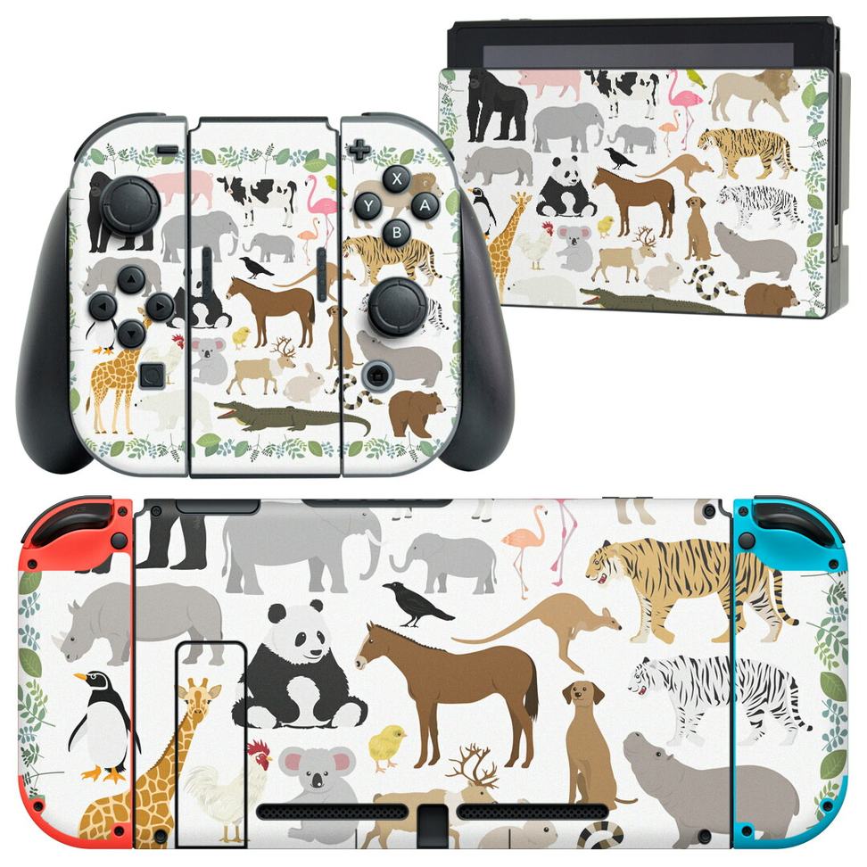 製品名 Nintendo Switch 本体裏面＆ドック正面＆ジョイコン専用 デザインスキンシール セット内容 Nintendo Switch 本体＆ドック＆ジョイコン用スキンシール（各1枚） ニンテンドースイッチ専用です。携帯機のSwitch LiteやProコンには対応していません。 商品特徴 再剥離性シートを素材に採用し、細かな位置調整がしやすく貼り直しが容易です。専用の業務プリンターを使い、商品画像と遜色のない美しい印刷仕上がり。 注意事項 画像はサンプルですので、ご覧の環境によっては多少色味に違いを感じる場合がございます。 イメージと違った、モニターと色味が異なるという理由での交換や返金はご対応出来かねます。スキンシールのみの販売で、ニンテンドースイッチ本体などは付属しません。シワができた場合、ドライヤーなどで軽く温め、外側に向けてシワを伸ばすように貼ってください。初回貼付時の位置調整や貼り直しは可能ですが、しっかりと押し付けて接着させた後の再剥離、再利用は保証しておりません。また接着部に油分や汚れが付着しますと角の部分は剥がれやすくなりますので、貼付時はあまり触れないようにご注意ください。無地のセミグロスシートにデザインをプリントした商品で、デコなどの加工はございません。 凹凸や光沢があるように見えたり布地や金属を素材にしたように見える商品もありますが、デザインの図版によるものです。印刷時に微妙な画像のズレが生じる場合がございます。ご注文後に1点1点制作する受注生産品の為、不良品以外のご返品や交換は固くお断りします。当店における繰り返しの実機テストでは問題ありませんでしたが、経過年数や使用環境により、シールを剥がす際に本体の塗装が一部剥がれる可能性があります。恐れ入りますが、万が一そのような状況になった場合でも当店ではゲーム機本体の保証は出来かねますので、予めご理解の上お求めください。 商品発送 完全受注生産のハンドメイド商品となりますので、既製品と比べて発送までお時間を頂いています。 基本的に決済確認後2?3営業日、最大で10営業日での発送となります。繁忙期や休業日明けの場合はさらに時間がかかる場合があります。 その際には別途メールにてご連絡致します。メール便の場合、発送日から到着までに2?4日ほどかかる場合が多く、紛失などの保障もご対応できかねます。あらかじめご了承下さい。