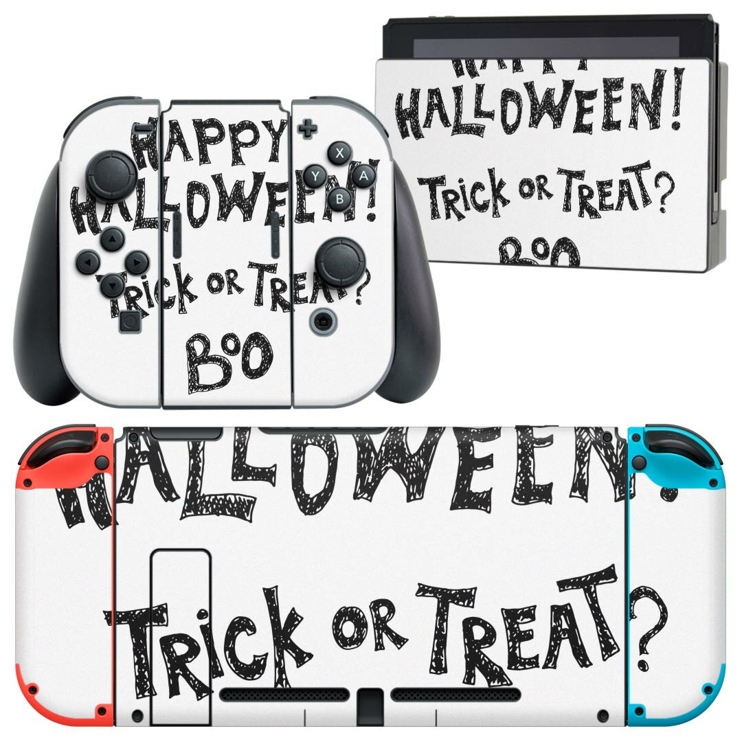 igsticker Nintendo Switch 用 デザインスキンシール 任天堂 ニンテンドー スイッチ 専用 本体ドック Joy-Con Joycon ジョイコン 専用 ゲーム機 カバー アクセサリー フィルム ステッカー 017452 ハロウィン ホラー 文字 英字 ホラー