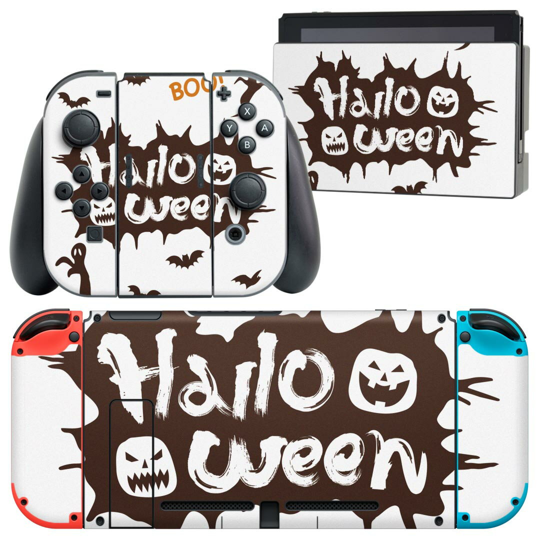 igsticker Nintendo Switch 用 デザインスキンシール 任天堂 ニンテンドー スイッチ 専用 本体ドック Joy-Con Joycon ジョイコン 専用 ゲーム機 カバー アクセサリー フィルム ステッカー 017462 ハロウィン ホラー おばけ 文字 英字