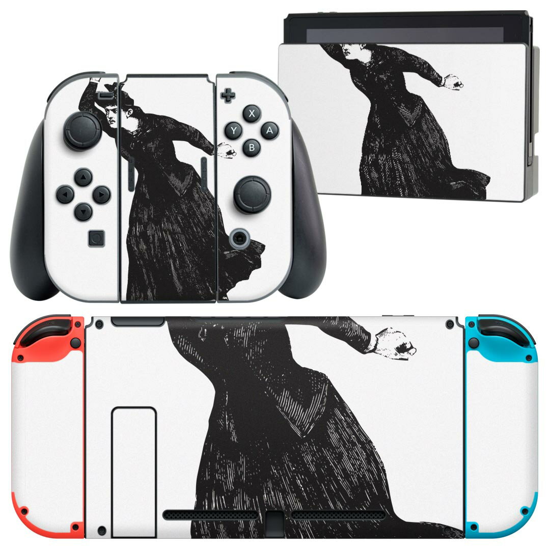 igsticker Nintendo Switch 用 デザインスキンシール 任天堂 ニンテンドー スイッチ 専用 本体ドック Joy-Con Joycon ジョイコン 専用 ゲーム機 カバー アクセサリー フィルム ステッカー 017481 ハロウィン ホラー リアル 女の人 ナイフ
