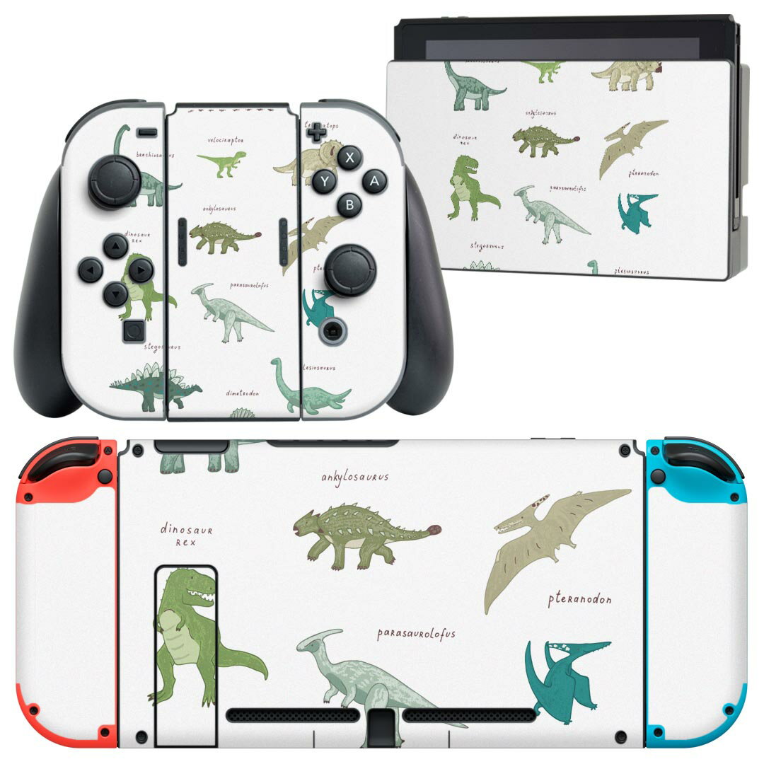 igsticker Nintendo Switch 用 デザインスキンシール 任天堂 ニンテンドー スイッチ 専用 本体ドック Joy-Con Joycon ジョイコン 専用 ゲーム機 カバー アクセサリー フィルム ステッカー 017552 ダイナソー　 ダイナソー　恐竜　Dinosaur　表