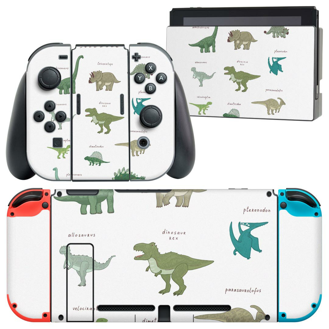 igsticker Nintendo Switch 用 デザインスキンシール 任天堂 ニンテンドー スイッチ 専用 本体ドック Joy-Con Joycon ジョイコン 専用 ゲーム機 カバー アクセサリー フィルム ステッカー 017553 ダイナソー　 ダイナソー　恐竜　Dinosaur　表