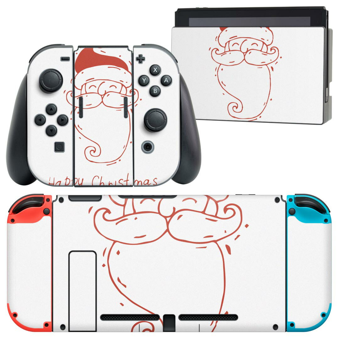 igsticker Nintendo Switch 用 デザインスキンシール 任天堂 ニンテンドー スイッチ 専用 本体ドック Joy-Con Joycon ジョイコン 専用 ゲーム機 カバー アクセサリー フィルム ステッカー 017671 クリスマス サンタ 英字 赤
