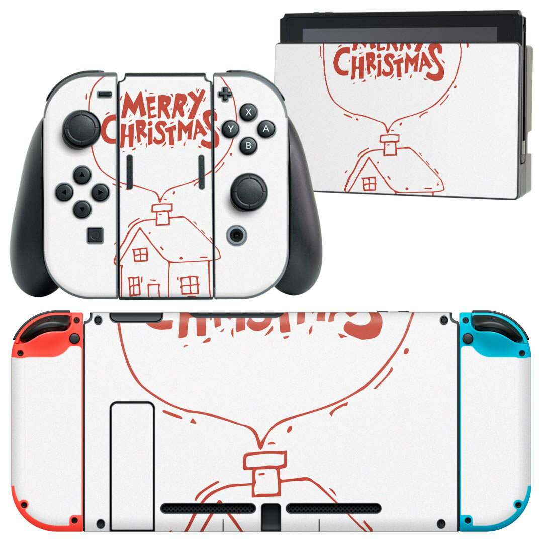 igsticker Nintendo Switch 用 デザインスキンシール 任天堂 ニンテンドー スイッチ 専用 本体ドック Joy-Con Joycon ジョイコン 専用 ゲーム機 カバー アクセサリー フィルム ステッカー 017672 クリスマス home　赤　文字　クリスマス