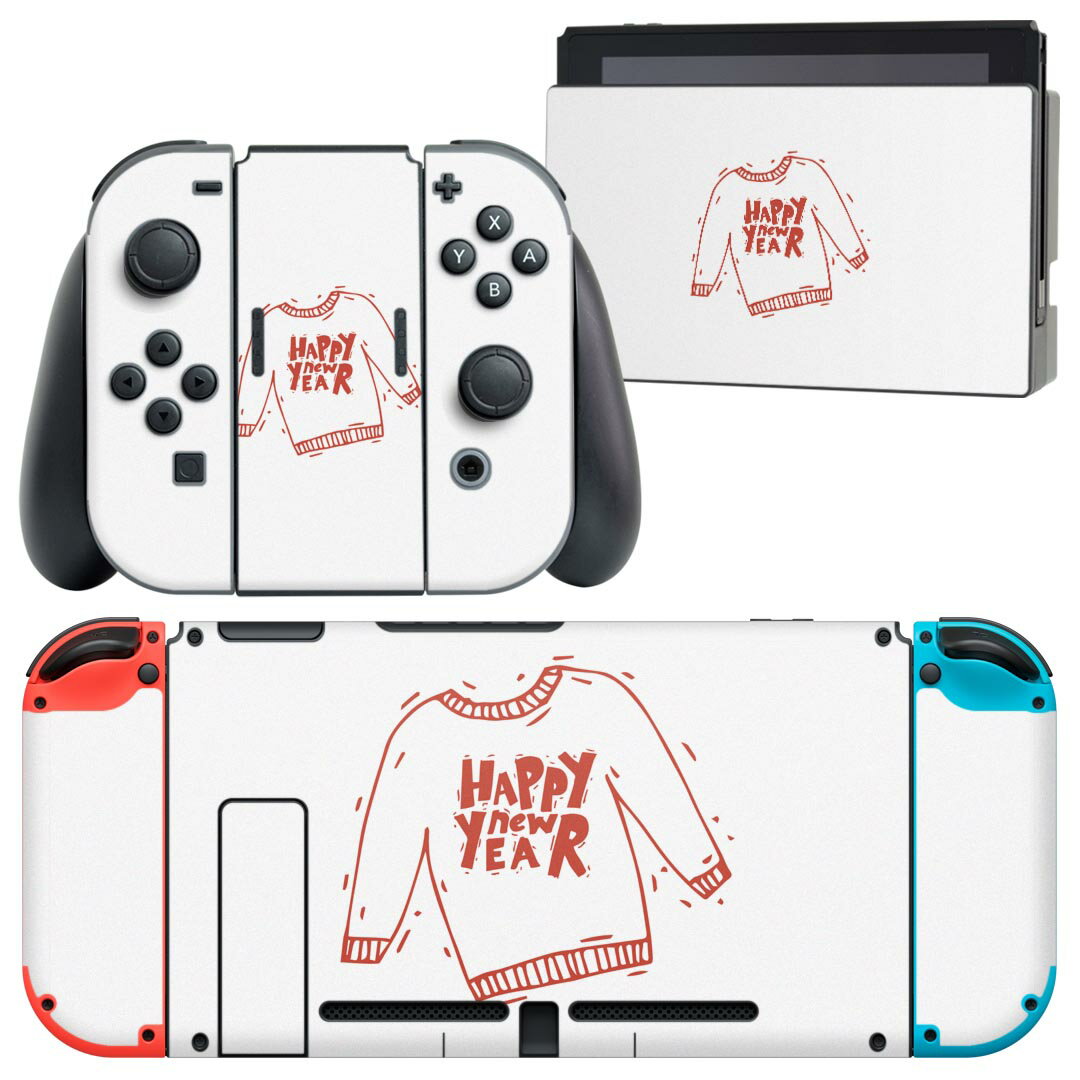igsticker Nintendo Switch 用 デザインスキンシール 任天堂 ニンテンドー スイッチ 専用 本体ドック Joy-Con Joycon ジョイコン 専用 ゲーム機 カバー アクセサリー フィルム ステッカー 017675 クリスマス クリスマス　服　赤