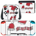 igsticker Nintendo Switch 用 デザインスキンシール 任天堂 ニンテンドー スイッチ 専用 本体ドック Joy-Con Joycon ジョイコン 専用 ゲーム機 カバー アクセサリー フィルム ステッカー 017682 クリスマス サンタさんの服 かわいい 赤