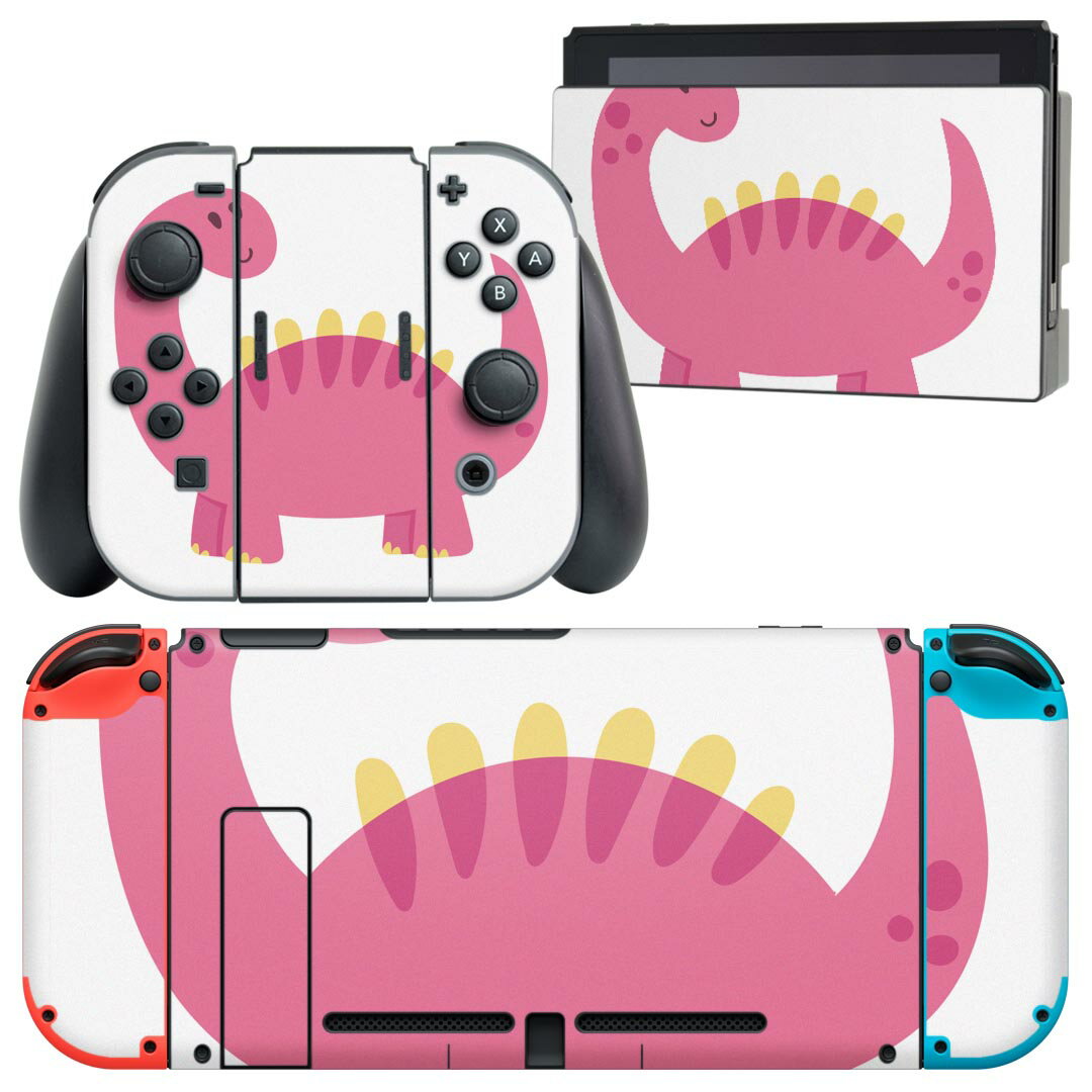 igsticker Nintendo Switch 用 デザインスキンシール 任天堂 ニンテンドー スイッチ 専用 本体ドック Joy-Con Joycon ジョイコン 専用 ゲーム機 カバー アクセサリー フィルム ステッカー 017741 Dinosaurs　恐竜 Dinosaurs　恐竜
