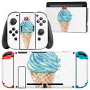 igsticker Nintendo Switch 用 デザインスキンシール 任天堂 ニンテンドー スイッチ 専用 本体ドック Joy-Con Joycon ジョイコン 専用 ゲーム機 カバー アクセサリー フィルム ステッカー 017762 スイーツ 夏 アイスクリーム スイーツ 夏