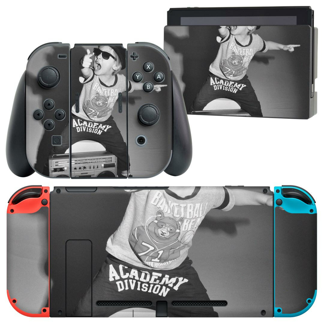 igsticker Nintendo Switch 用 デザインスキンシール 任天堂 ニンテンドー スイッチ 専用 本体ドック Joy-Con Joycon ジョイコン 専用 ゲーム機 カバー アクセサリー フィルム ステッカー 018305 アート 白黒 音楽