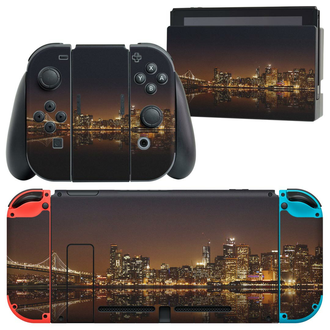 igsticker Nintendo Switch 用 デザインスキンシール 任天堂 ニンテンドー スイッチ 専用 本体ドック Joy-Con Joycon ジョイコン 専用 ゲーム機 カバー アクセサリー フィルム ステッカー 018308 夜景 都会 アート
