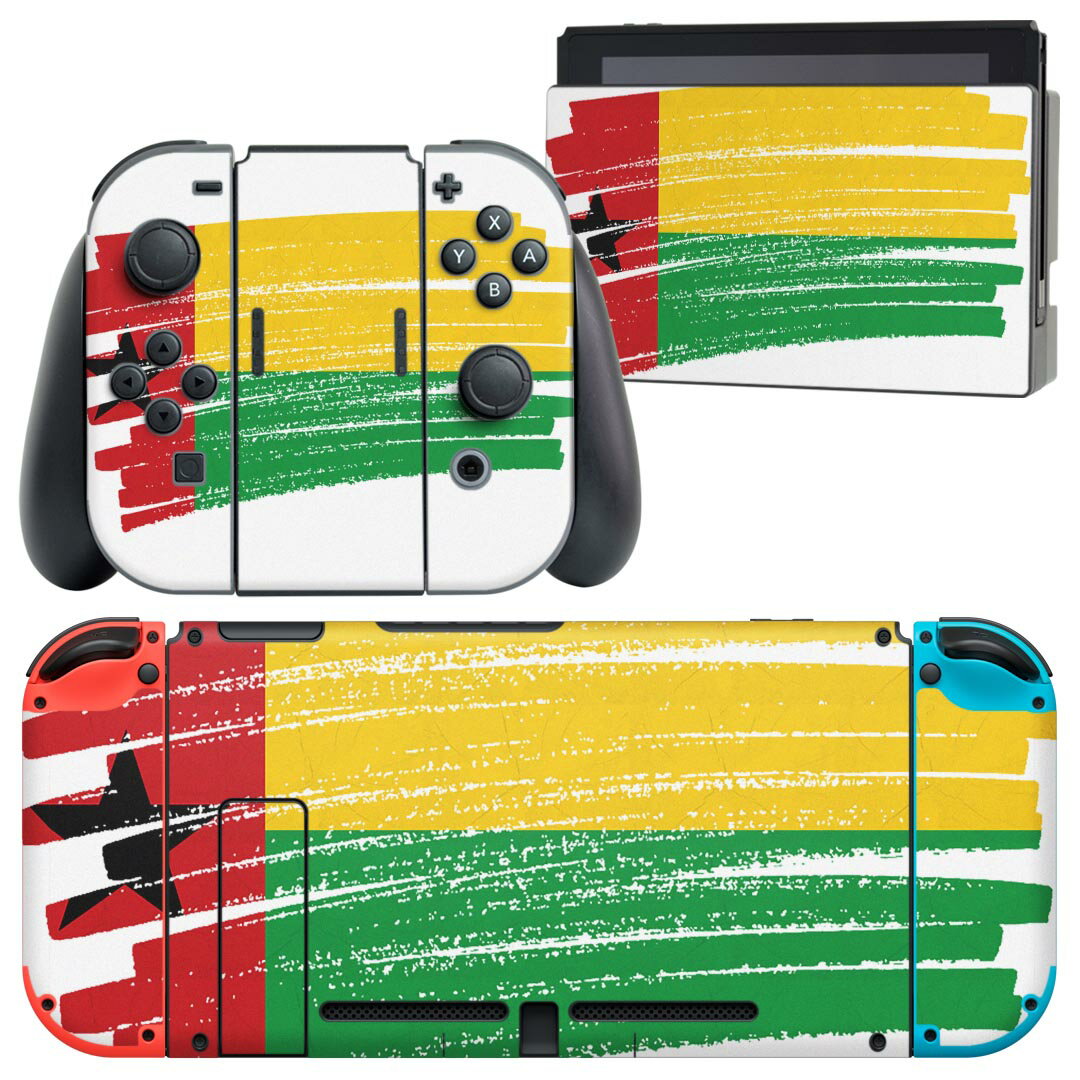 igsticker Nintendo Switch 用 デザインスキンシール 任天堂 ニンテンドー スイッチ 専用 本体ドック Joy-Con Joycon ジョイコン 専用 ゲーム機 カバー アクセサリー フィルム ステッカー 018462 国旗 guinea-bissau ギニアビサウ