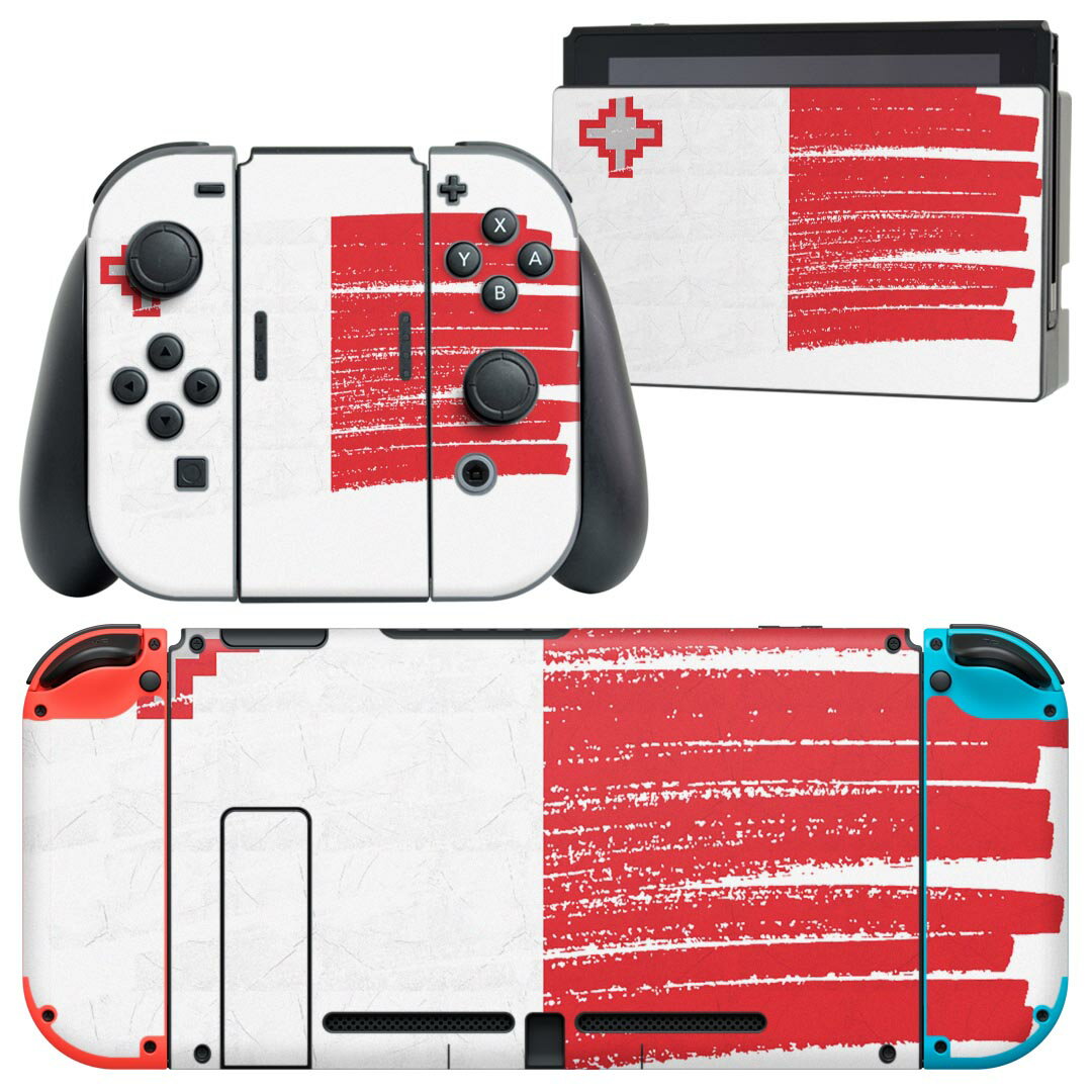 igsticker Nintendo Switch 用 デザインスキンシール 任天堂 ニンテンドー スイッチ 専用 本体ドック Joy-Con Joycon ジョイコン 専用 ゲーム機 カバー アクセサリー フィルム ステッカー 018504 国旗 malta マルタ