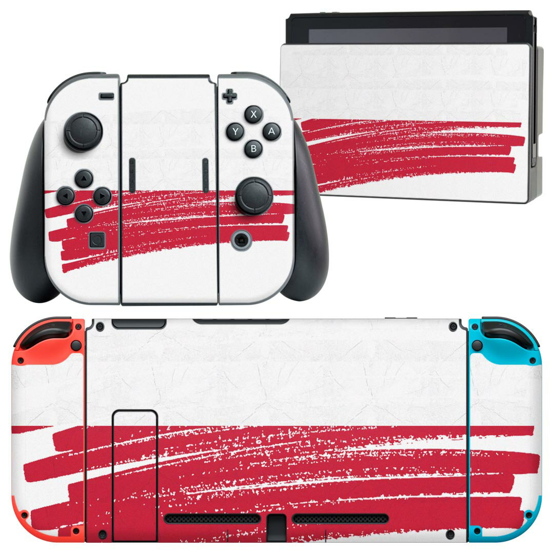 igsticker Nintendo Switch 用 デザインスキンシール 任天堂 ニンテンドー スイッチ 専用 本体ドック Joy-Con Joycon ジョイコン 専用 ゲーム機 カバー アクセサリー フィルム ステッカー 018538 国旗 poland ポーランド