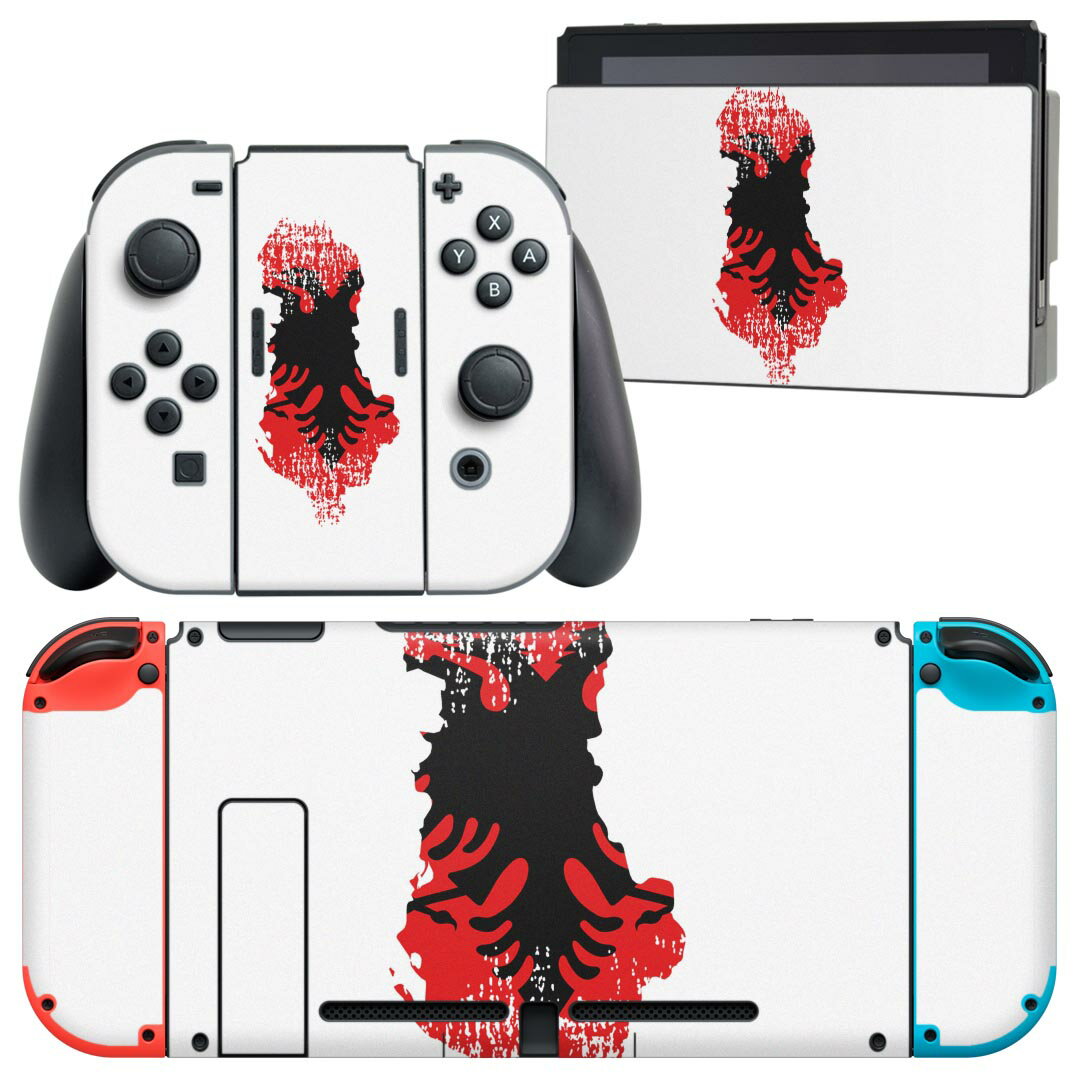igsticker Nintendo Switch 用 デザインスキンシール 任天堂 ニンテンドー スイッチ 専用 本体ドック Joy-Con Joycon ジョイコン 専用 ゲーム機 カバー アクセサリー フィルム ステッカー 018755 国旗 albania アルバニア