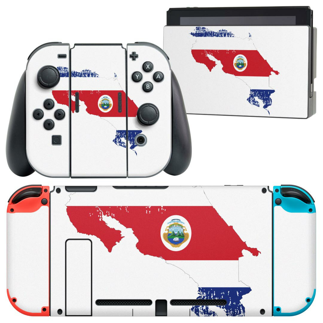 igsticker Nintendo Switch 用 デザインスキンシール 任天堂 ニンテンドー スイッチ 専用 本体ドック Joy-Con Joycon ジョイコン 専用 ゲーム機 カバー アクセサリー フィルム ステッカー 018802 国旗 costa_rica コスタリカ