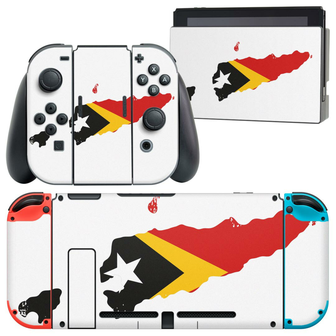 igsticker Nintendo Switch 用 デザインスキンシール 任天堂 ニンテンドー スイッチ 専用 本体ドック Joy-Con Joycon ジョイコン 専用 ゲーム機 カバー アクセサリー フィルム ステッカー 018816 国旗 east-timor 東ティモール