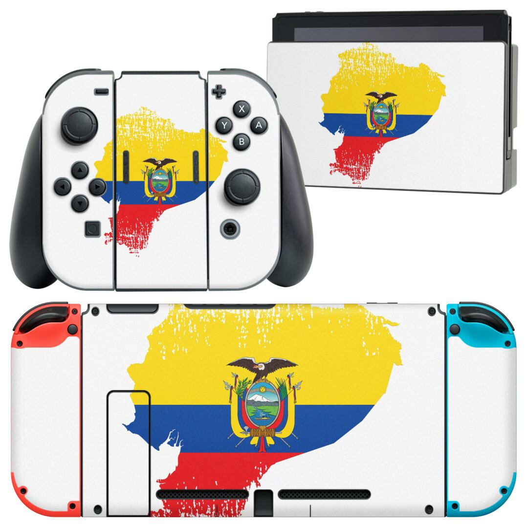 igsticker Nintendo Switch 用 デザインスキンシール 任天堂 ニンテンドー スイッチ 専用 本体ドック Joy-Con Joycon ジョイコン 専用 ゲーム機 カバー アクセサリー フィルム ステッカー 018817 国旗 ecuador エクアドル