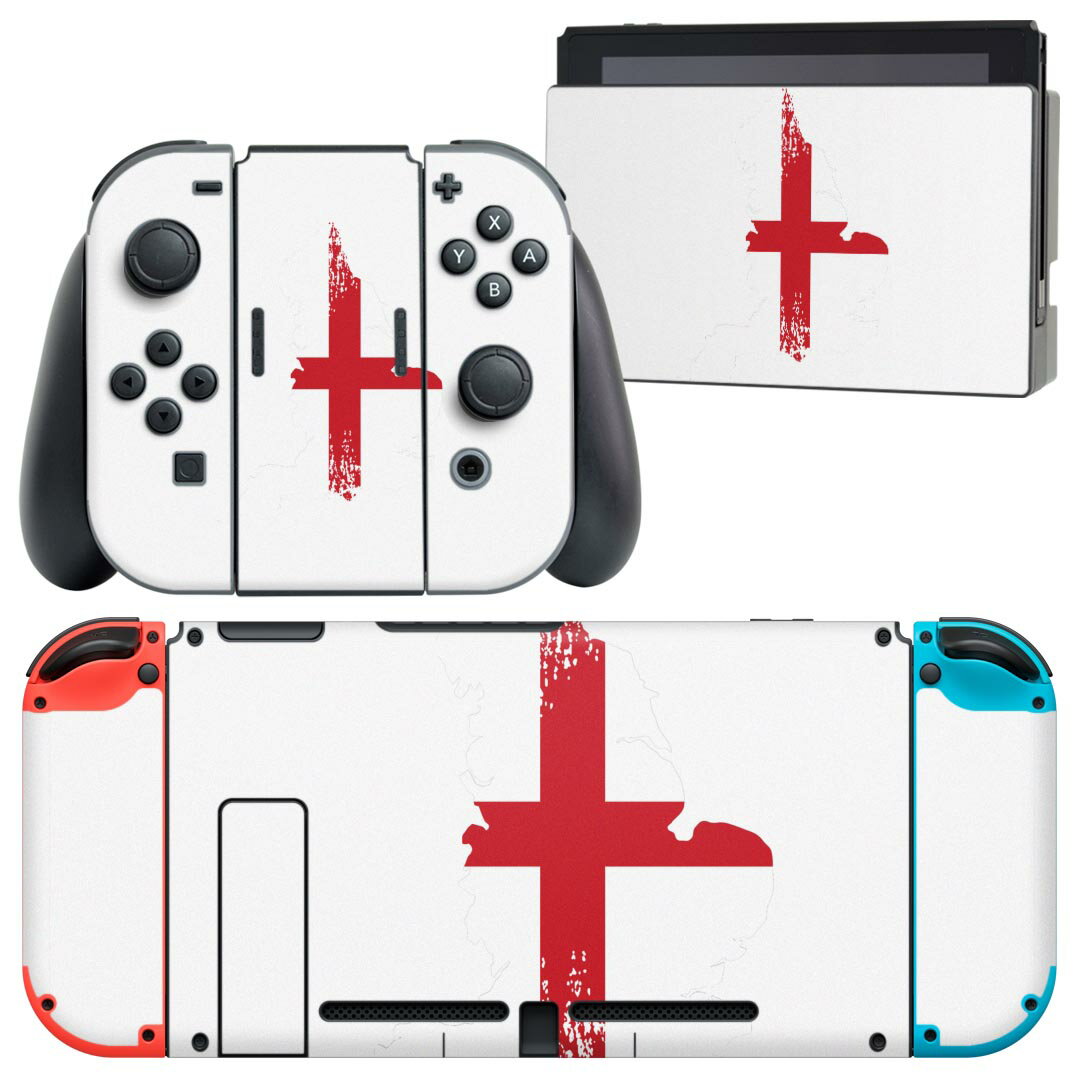 igsticker Nintendo Switch 用 デザインスキンシール 任天堂 ニンテンドー スイッチ 専用 本体ドック Joy-Con Joycon ジョイコン 専用 ゲーム機 カバー アクセサリー フィルム ステッカー 018820 国旗 england イングランド
