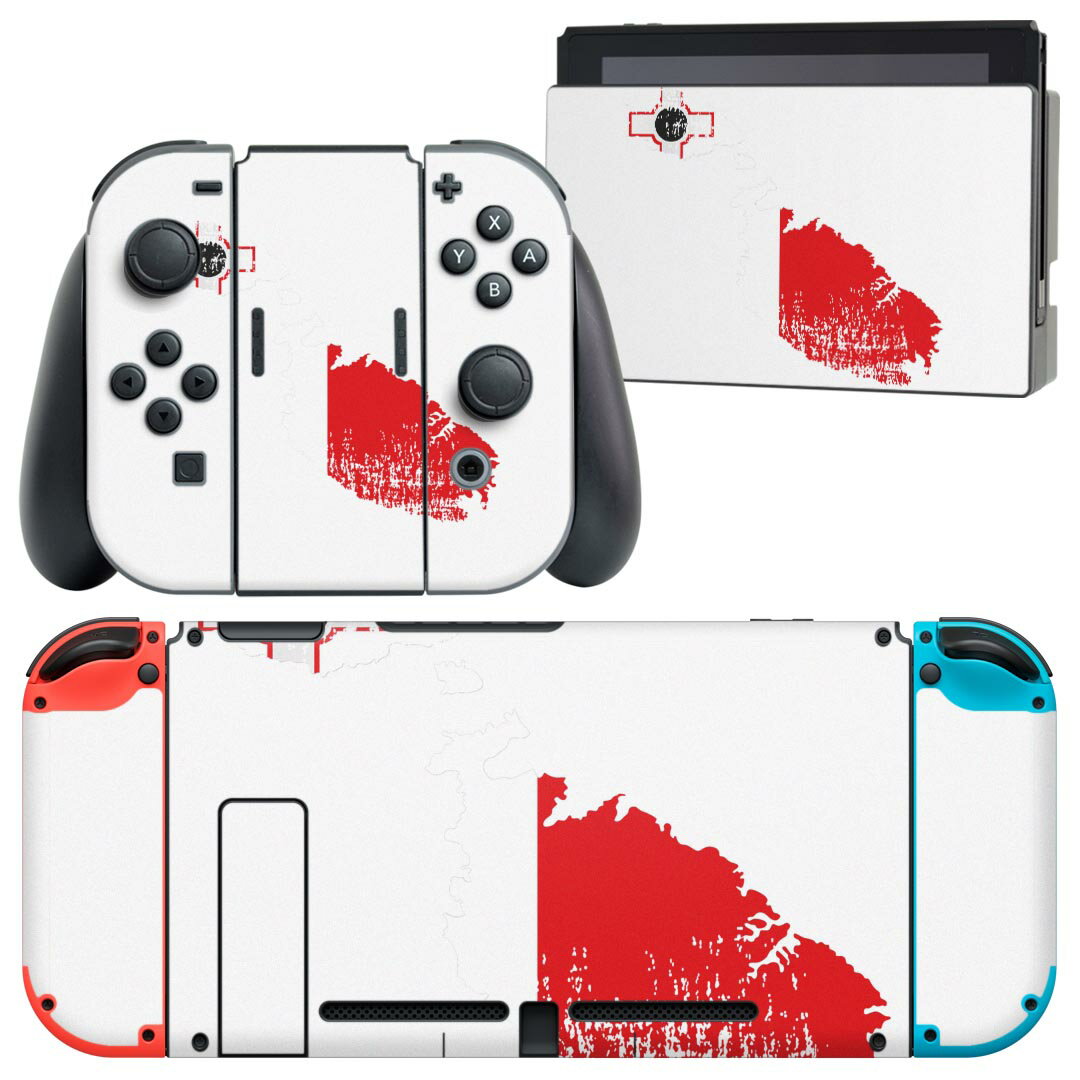 igsticker Nintendo Switch 用 デザインスキンシール 任天堂 ニンテンドー スイッチ 専用 本体ドック Joy-Con Joycon ジョイコン 専用 ゲーム機 カバー アクセサリー フィルム ステッカー 018883 国旗 malta マルタ
