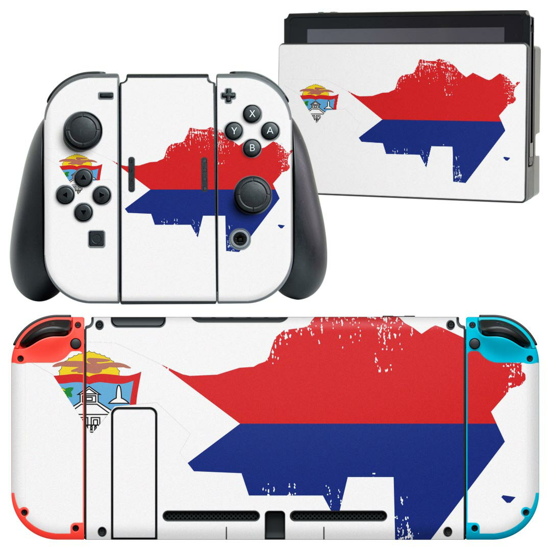 igsticker Nintendo Switch 用 デザインスキンシール 任天堂 ニンテンドー スイッチ 専用 本体ドック Joy-Con Joycon ジョイコン 専用 ゲーム機 カバー アクセサリー フィルム ステッカー 018934 国旗 saint_marten サンマルタン
