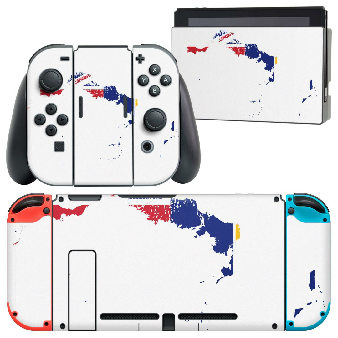 igsticker Nintendo Switch 用 デザインスキンシール 任天堂 ニンテンドー スイッチ 専用 本体ドック Joy-Con Joycon ジョイコン 専用 ゲーム機 カバー アクセサリー フィルム ステッカー 018973 国旗 turks_and_caicos タークス・カイコス諸島