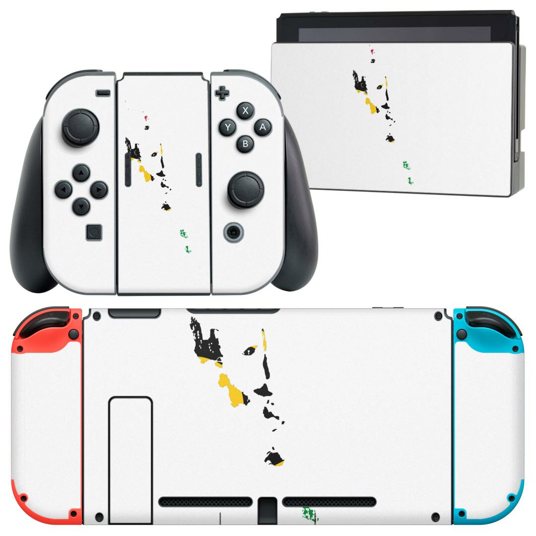 igsticker Nintendo Switch 用 デザインスキンシール 任天堂 ニンテンドー スイッチ 専用 本体ドック Joy-Con Joycon ジョイコン 専用 ゲーム機 カバー アクセサリー フィルム ステッカー 018981 国旗 vanuatu バヌアツ