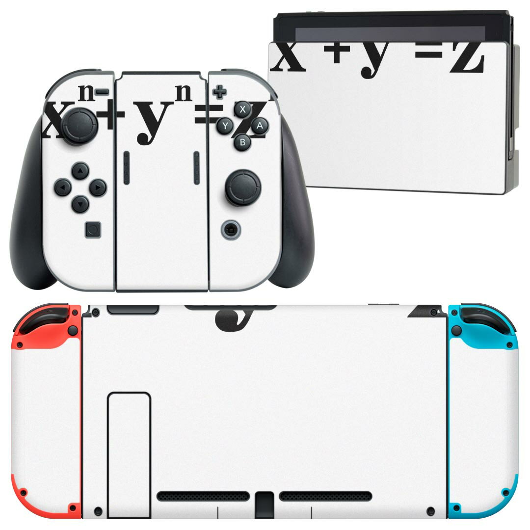 igsticker Nintendo Switch 用 デザインスキンシール 任天堂 ニンテンドー スイッチ 専用 本体ドック Joy-Con Joycon ジョイコン 専用 ゲーム機 カバー アクセサリー フィルム ステッカー 019000 イラスト フェルマー 定理 数式