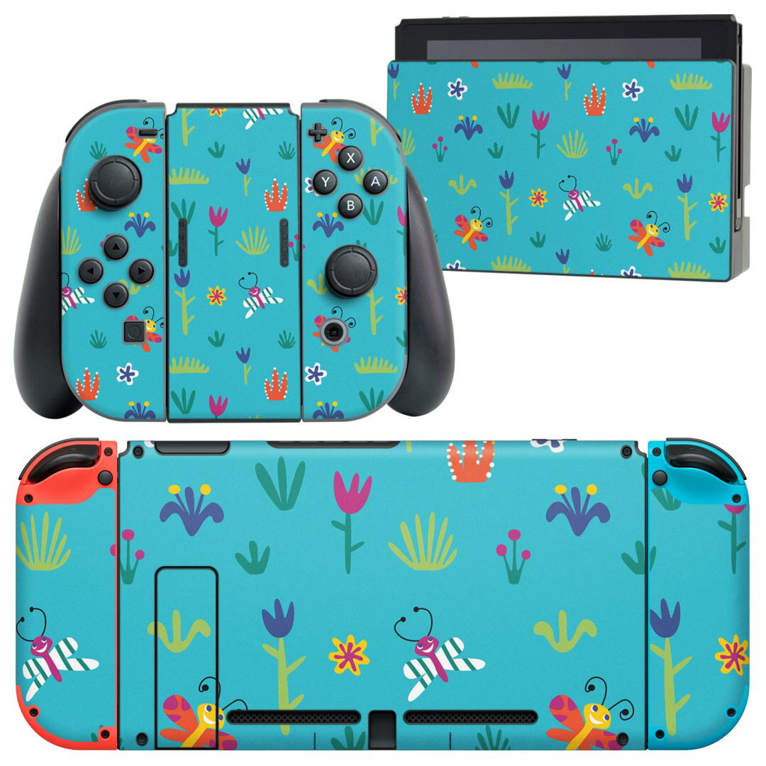 igsticker Nintendo Switch 用 デザインスキンシール 任天堂 ニンテンドー スイッチ 専用 本体ドック Joy-Con Joycon ジョイコン 専用 ゲーム機 カバー アクセサリー フィルム ステッカー 019006 イラスト アニマル キッズ