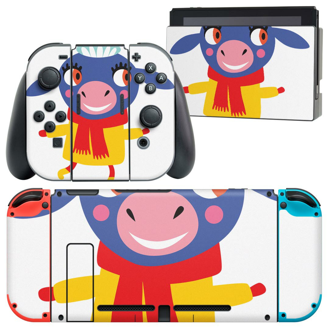 igsticker Nintendo Switch 用 デザインスキンシール 任天堂 ニンテンドー スイッチ 専用 本体ドック Joy-Con Joycon ジョイコン 専用 ゲーム機 カバー アクセサリー フィルム ステッカー 019023 イラスト アニマル キッズ