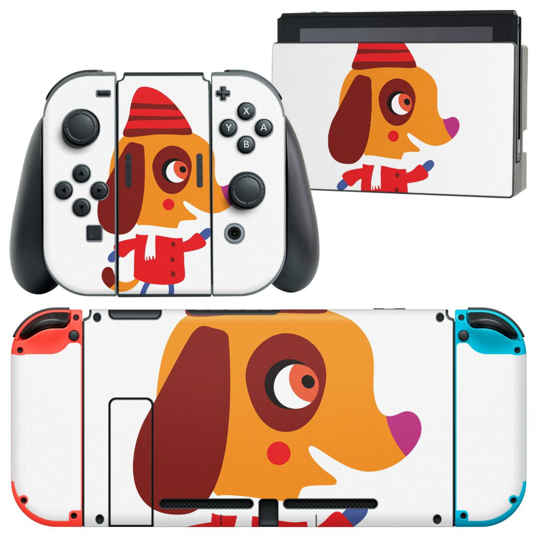 igsticker Nintendo Switch 用 デザインスキンシール 任天堂 ニンテンドー スイッチ 専用 本体ドック Joy-Con Joycon ジョイコン 専用 ゲーム機 カバー アクセサリー フィルム ステッカー 019027 イラスト アニマル キッズ
