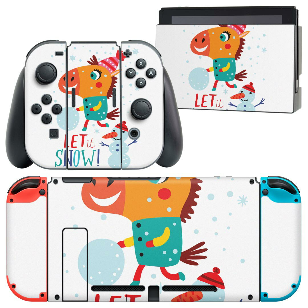 igsticker Nintendo Switch 用 デザインスキンシール 任天堂 ニンテンドー スイッチ 専用 本体ドック Joy-Con Joycon ジョイコン 専用 ゲーム機 カバー アクセサリー フィルム ステッカー 019045 イラスト アニマル キッズ